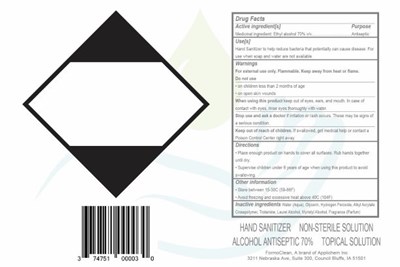1 Gal Black (Formoclean Gel Hand Sanitizer Back Label   1 Gallon Jug)